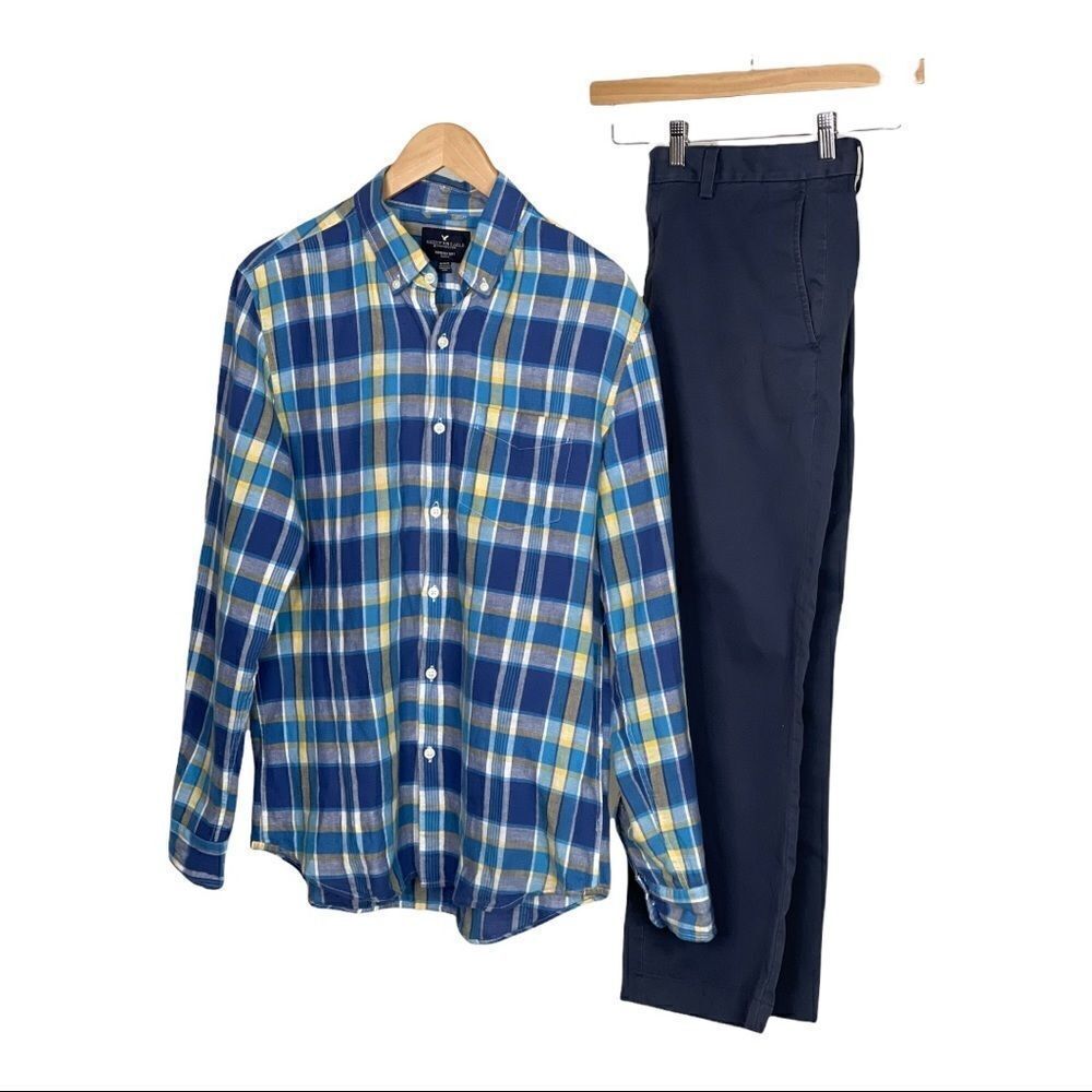 Slim Fit plaid Linen Blend Button Down Shirt - Picture 2 of 6